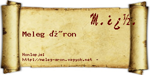 Meleg Áron névjegykártya